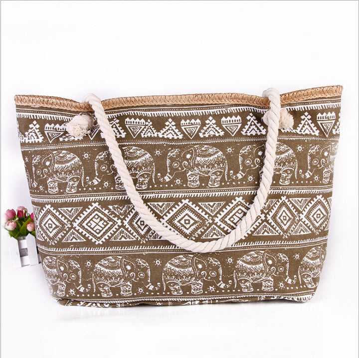 Spacious shopping bag in ethnic elephant design Kalsten