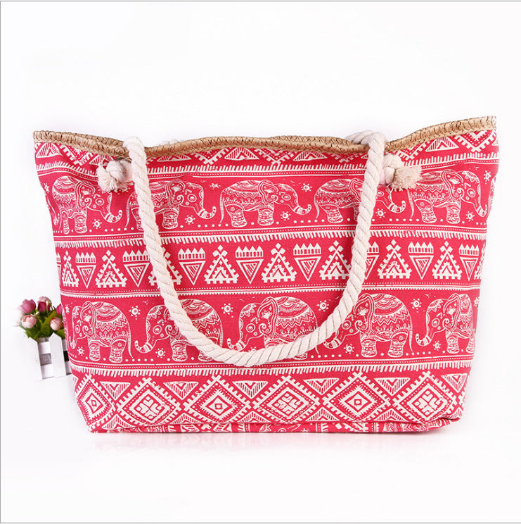 Spacious shopping bag in ethnic elephant design Kalsten