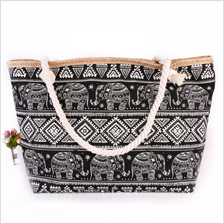 Spacious shopping bag in ethnic elephant design Kalsten