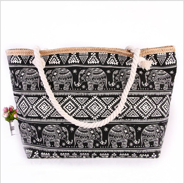 Spacious shopping bag in ethnic elephant design Kalsten