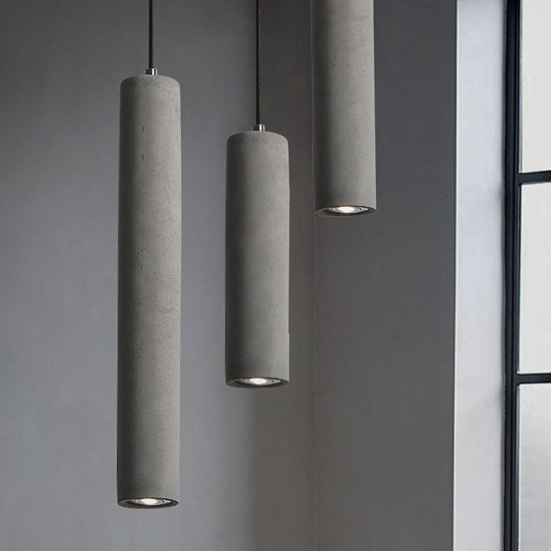Kalsten | StoneCast Industrial Cylinder Pendant Light made of Concrete | 1 Light | Smooth or Rough Surface
