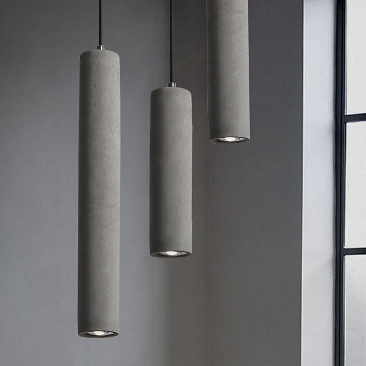 Kalsten | StoneCast Industrial Cylinder Pendant Light made of Concrete | 1 Light | Smooth or Rough Surface
