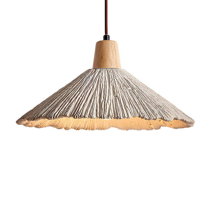 Pendant Light Cement 13.8 in Cream Dining Room Kitchen Island Hanging Ceiling Minimalist Wabi Sabi Rustic Fixture | Kalsten