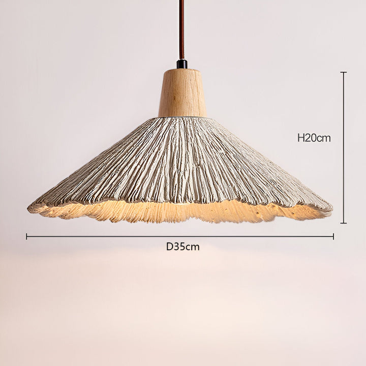 Pendant Light Cement 13.8 in Cream Dining Room Kitchen Island Hanging Ceiling Minimalist Wabi Sabi Rustic Fixture | Kalsten