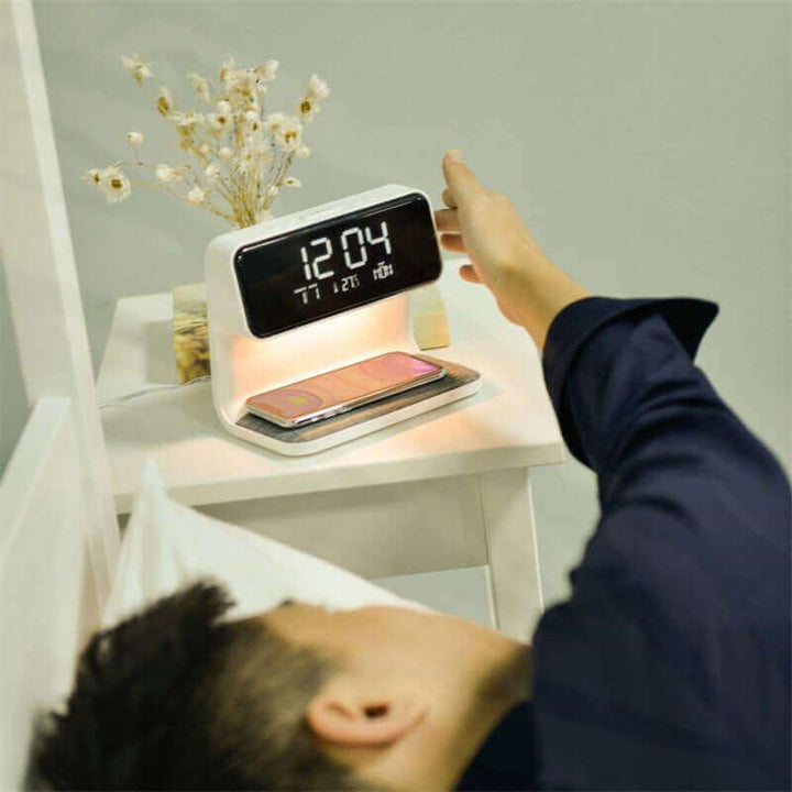 Creative 3 In 1 Bedside Lamp Wireless Charging LCD Screen Alarm Clock  Wireless Phone Charger | Kalsten