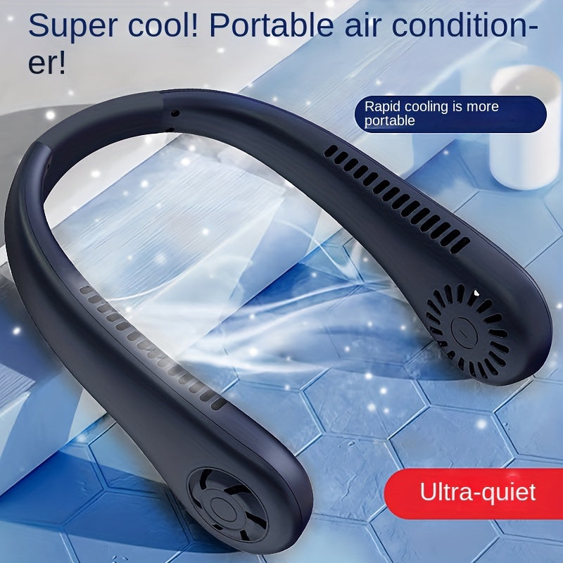 1pc Hands-Free Portable Neck Fan - Rechargeable, Leafless, and USB Powered - Perfect for Desk and Travel Use | Kalsten