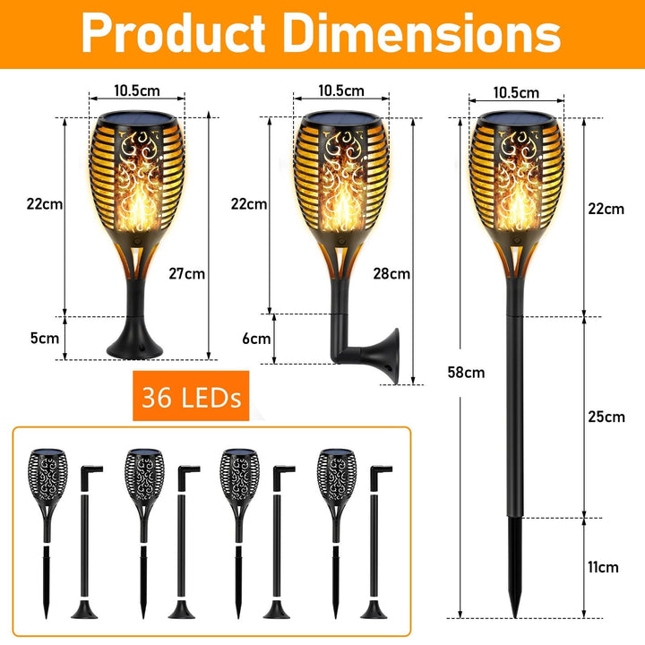 Solar lamps for outdoors 4 pieces 3 IN 1 solar torches | Kalsten