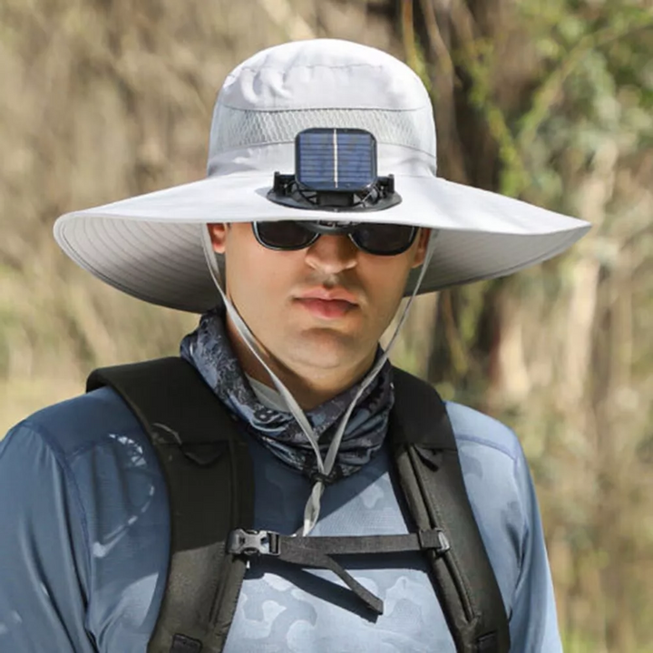 Wide Brim Solar Fan Outdoor Bucket Hat Solar & USB Charging | Kalsten