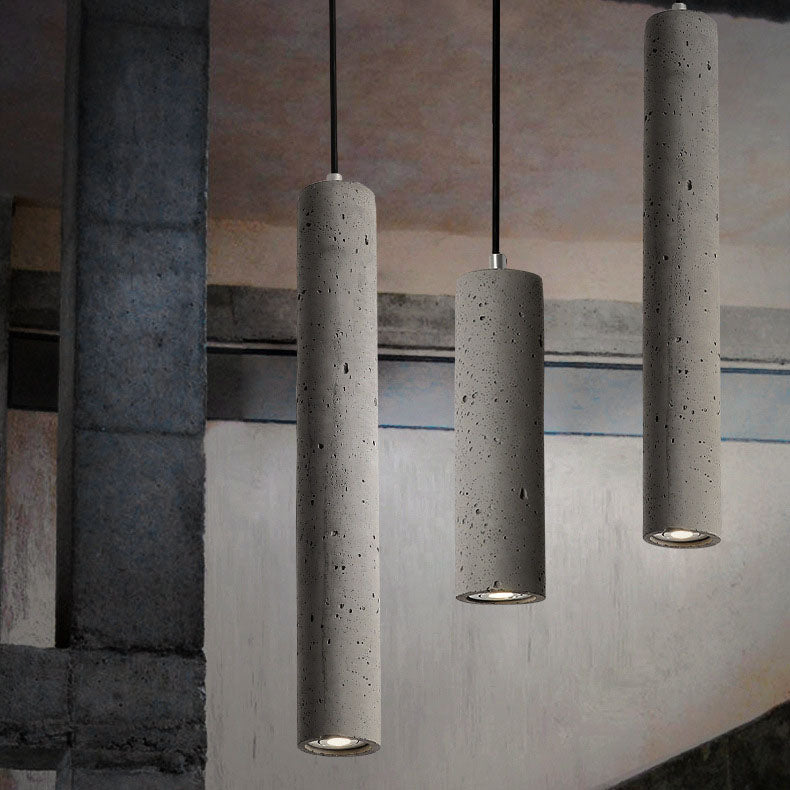 Kalsten | StoneCast Industrial Cylinder Pendant Light made of Concrete | 1 Light | Smooth or Rough Surface