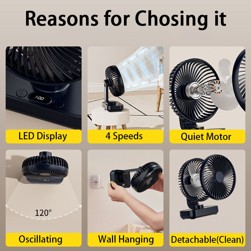 Portable Rechargeable USB Desk Fan with 4 Speeds | Kalsten
