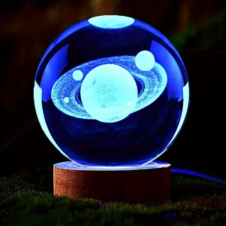 LumiSphere - Luxury 3D Crystal Table Lamp with Wooden Base Kalsten