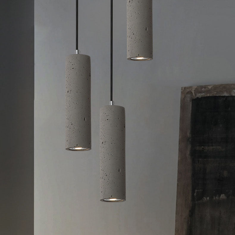 Kalsten | StoneCast Industrial Cylinder Pendant Light made of Concrete | 1 Light | Smooth or Rough Surface