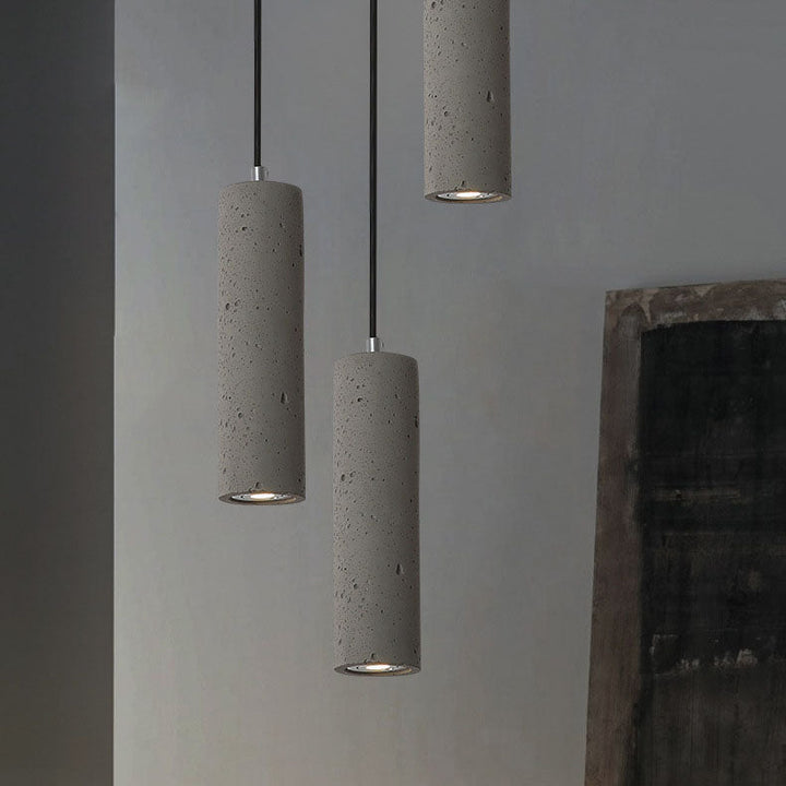 Kalsten | StoneCast Industrial Cylinder Pendant Light made of Concrete | 1 Light | Smooth or Rough Surface