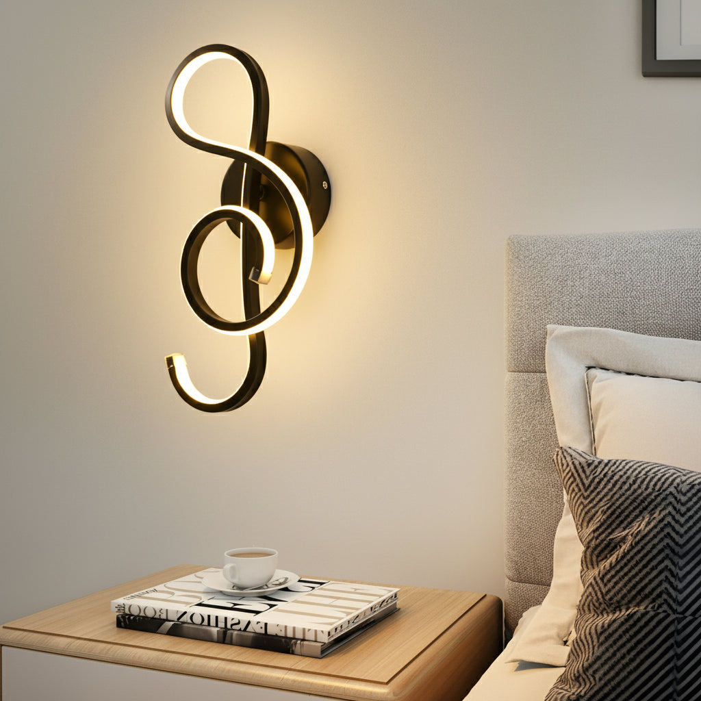 Musical Note LED Wall Sconce – Modern Artistic Music Decor Wall Lamp (Black/White) | Kalsten