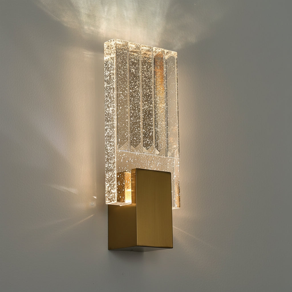 LED Wall Sconce Light – Postmodern Crystal Gold Stainless Steel (33x13cm / 13x5in) | Kalsten