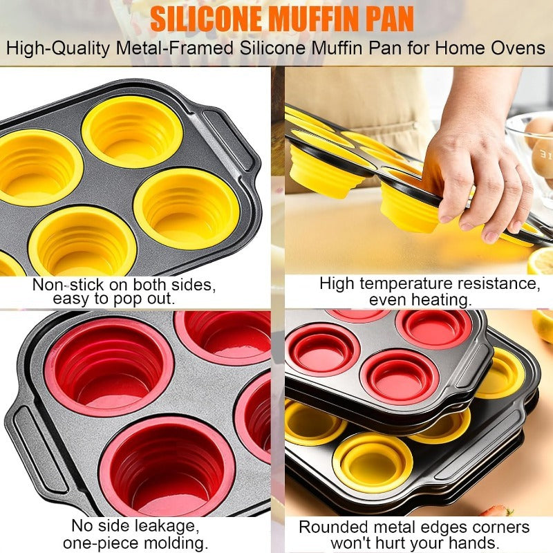 Kalsten | Press-Release Silicone Muffin Pan with Sturdy Metal Frame