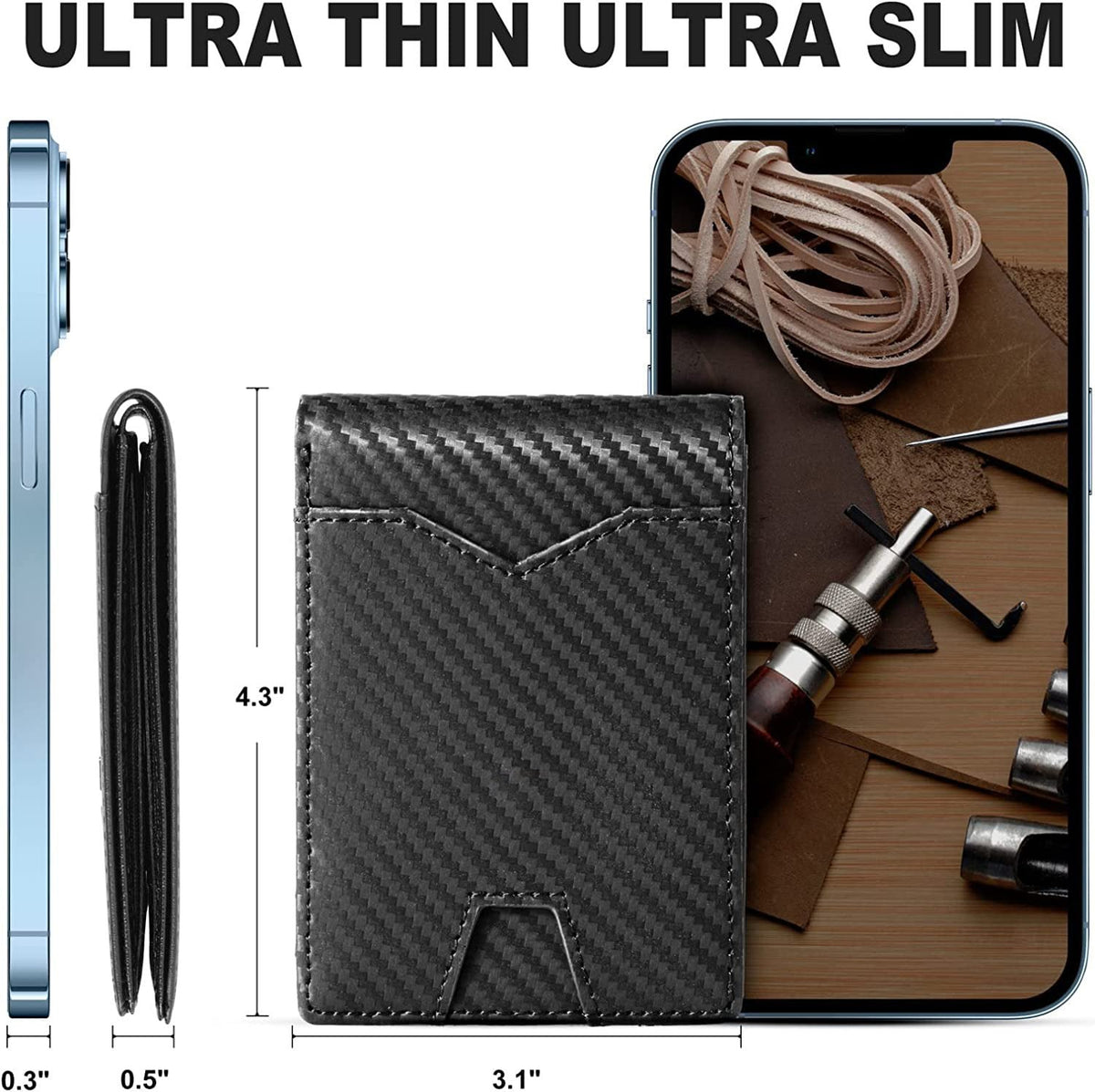 Slim RFID wallet for men | Leather card holder | Black