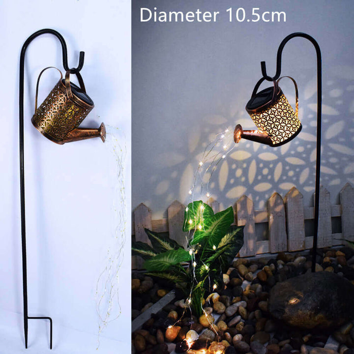 Enchanted Watering Can Outdoor Solar Watering Can Ornament Lamp Garden Art Light Decoration Hollow-out Iron Shower LED Lights | Kalsten