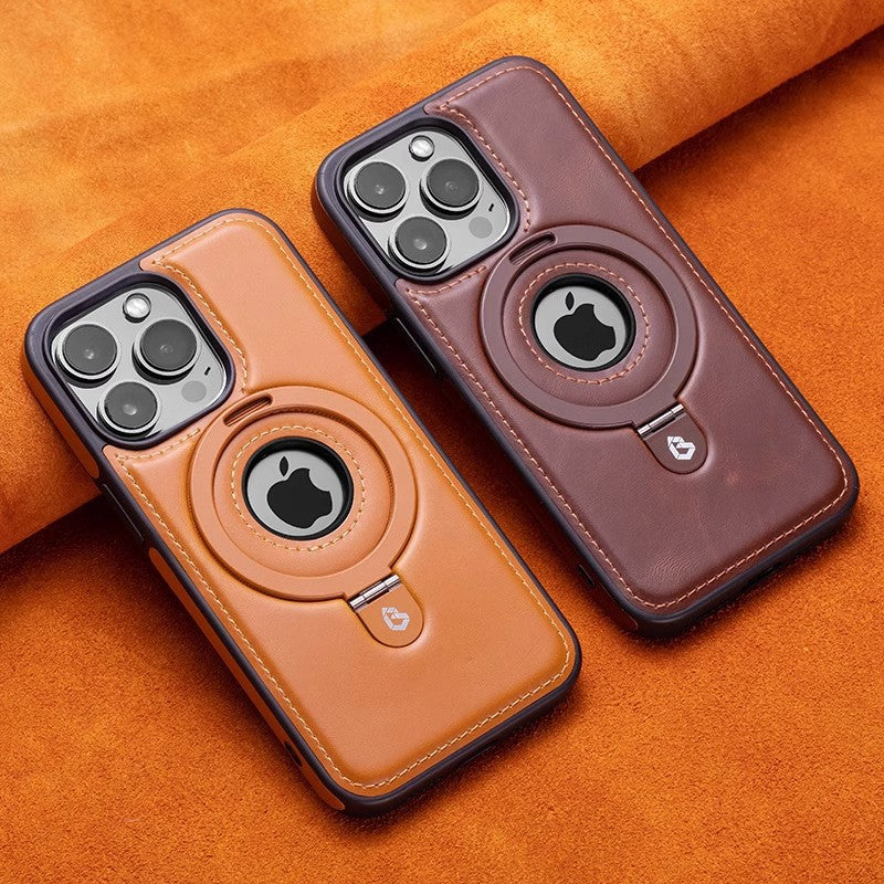 For 17ProMax Magnetic Bracket Phone Case High-end Business Leather Case
