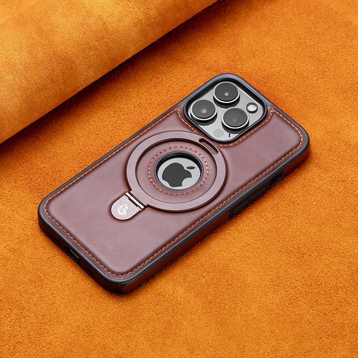 For 17ProMax Magnetic Bracket Phone Case High-end Business Leather Case