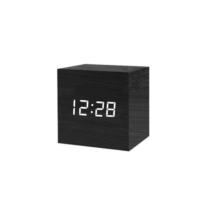 LED wooden clock luminous sound control electronic alarm clock desktop alarm clock