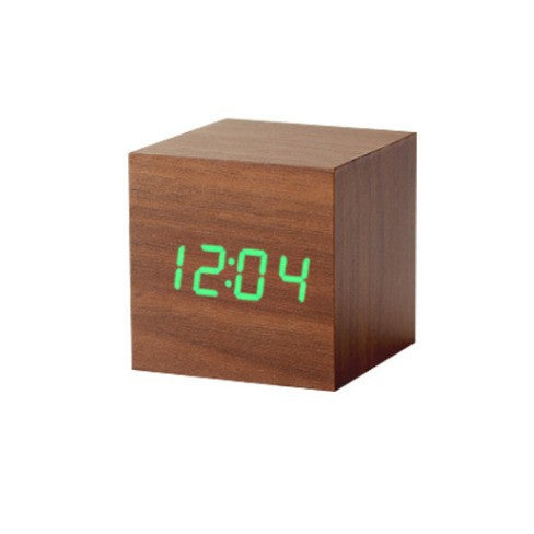 LED wooden clock luminous sound control electronic alarm clock desktop alarm clock