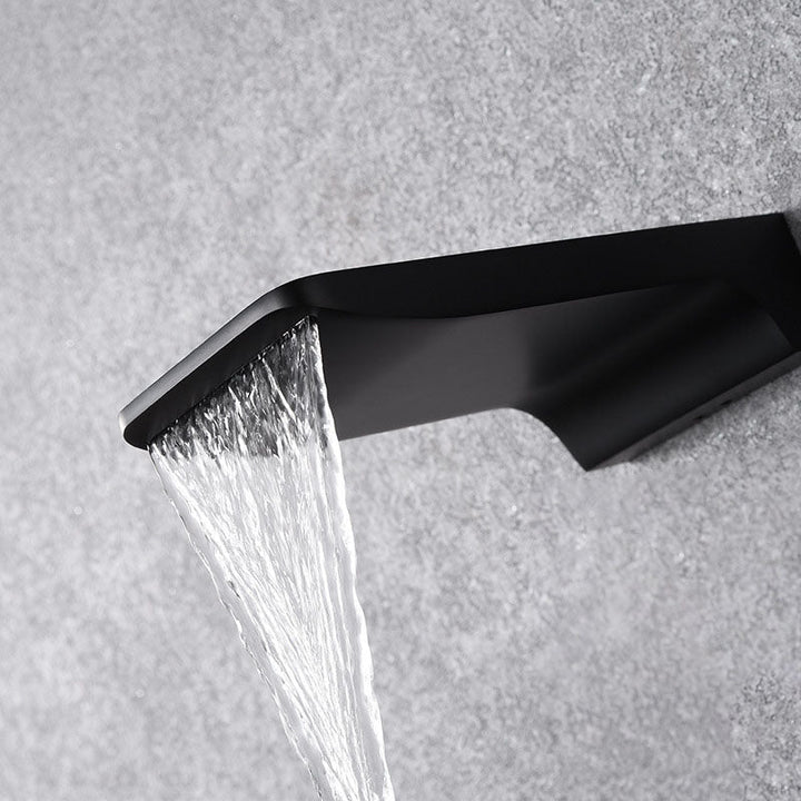 Creative wall type waterfall faucet all copper black wash basin cold and hot embedded basin concealed faucet