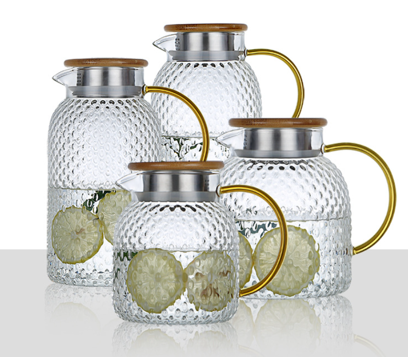 Kalsten | Heatable Glass Cold Water Pitcher with Rice Grain Pattern