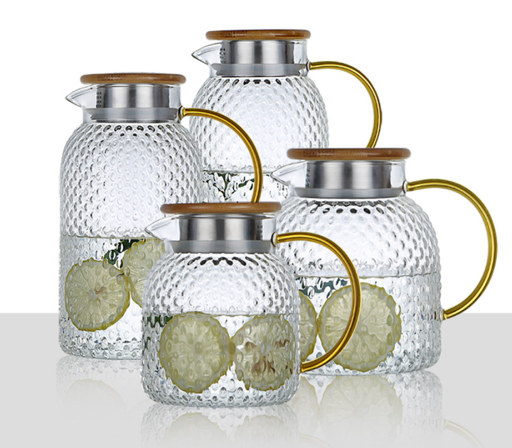 Kalsten | Heatable Glass Cold Water Pitcher with Rice Grain Pattern