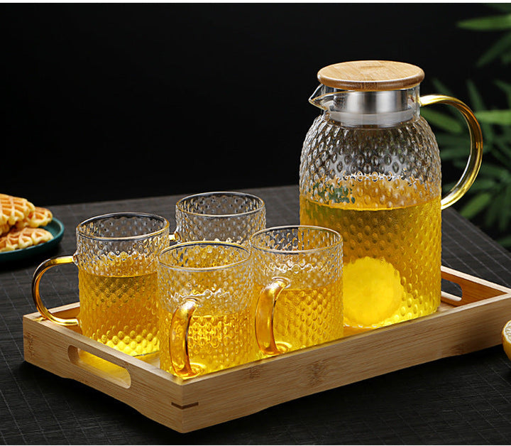Kalsten | Heatable Glass Cold Water Pitcher with Rice Grain Pattern