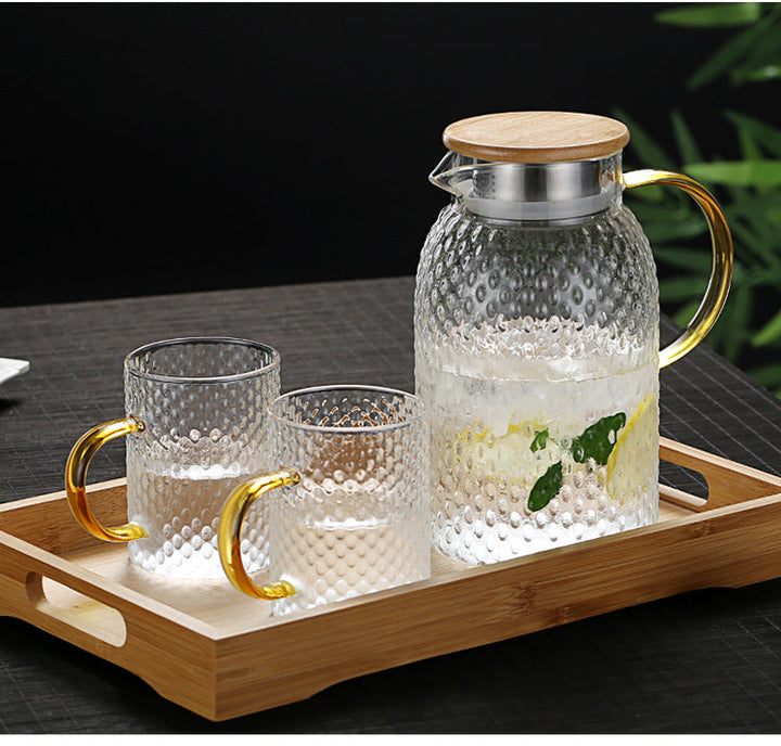 Kalsten | Heatable Glass Cold Water Pitcher with Rice Grain Pattern