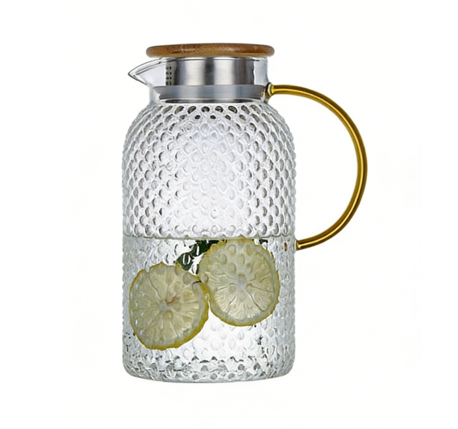 Kalsten | Heatable Glass Cold Water Pitcher with Rice Grain Pattern