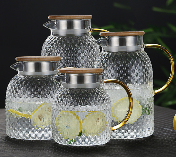 Kalsten | Heatable Glass Cold Water Pitcher with Rice Grain Pattern