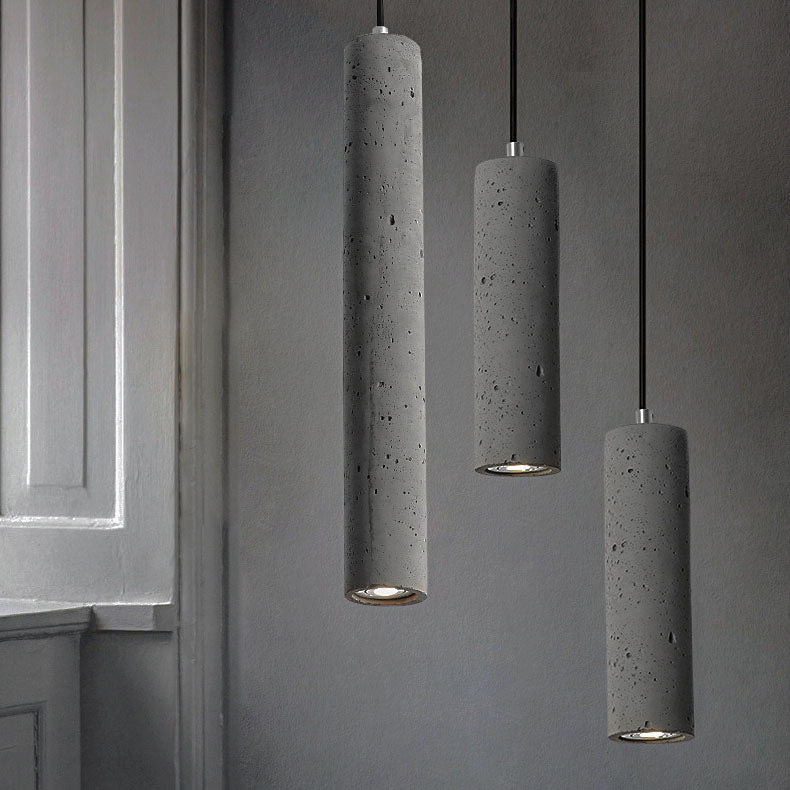 Kalsten | StoneCast Industrial Cylinder Pendant Light made of Concrete | 1 Light | Smooth or Rough Surface