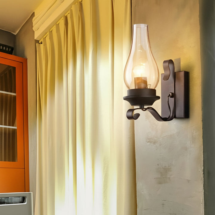 Glass Wall Sconce – Industrial Retro Iron Vintage E27 (20x30cm) | Kalsten