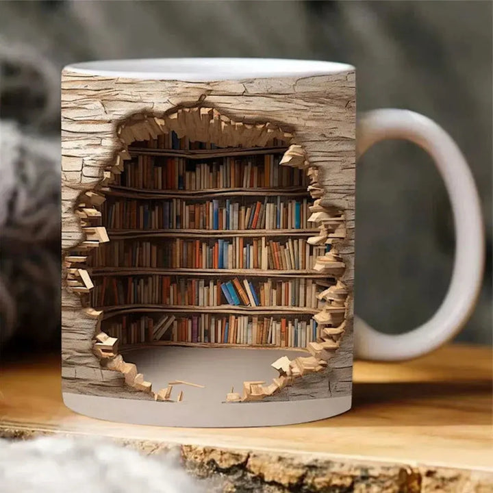 Kalsten | BookShelf Mug – 3D Ceramic Coffee Mug for Book Lovers