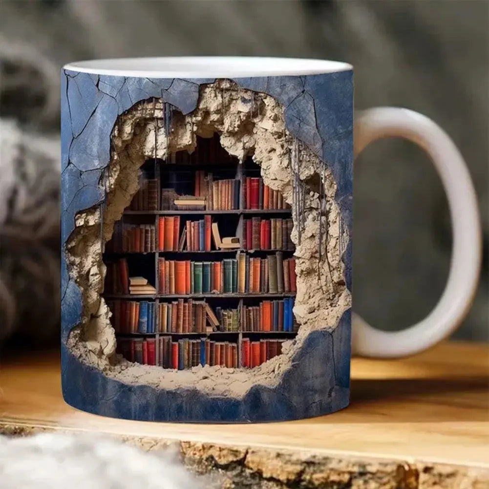 Kalsten | BookShelf Mug – 3D Ceramic Coffee Mug for Book Lovers