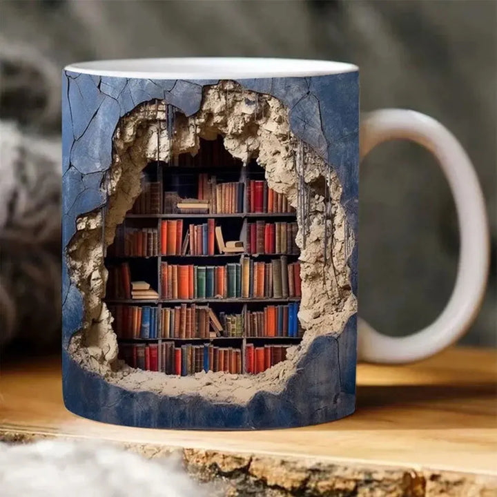 Kalsten | BookShelf Mug – 3D Ceramic Coffee Mug for Book Lovers