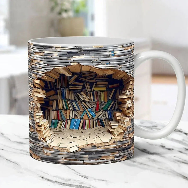 Kalsten | BookShelf Mug – 3D Ceramic Coffee Mug for Book Lovers