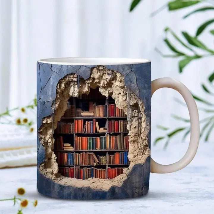 Kalsten | BookShelf Mug – 3D Ceramic Coffee Mug for Book Lovers