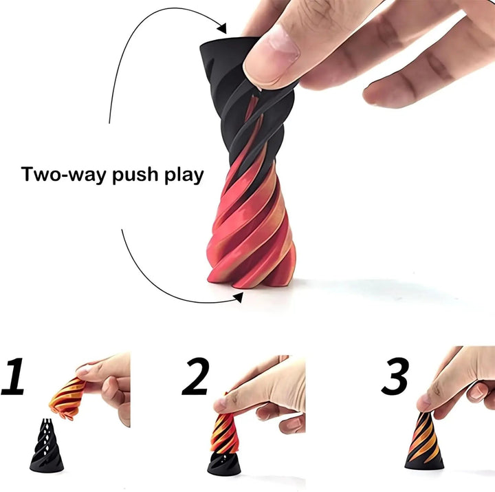 Kalsten | 3D printed spiral cone pyramid toy – Unique visual magic desk sculpture