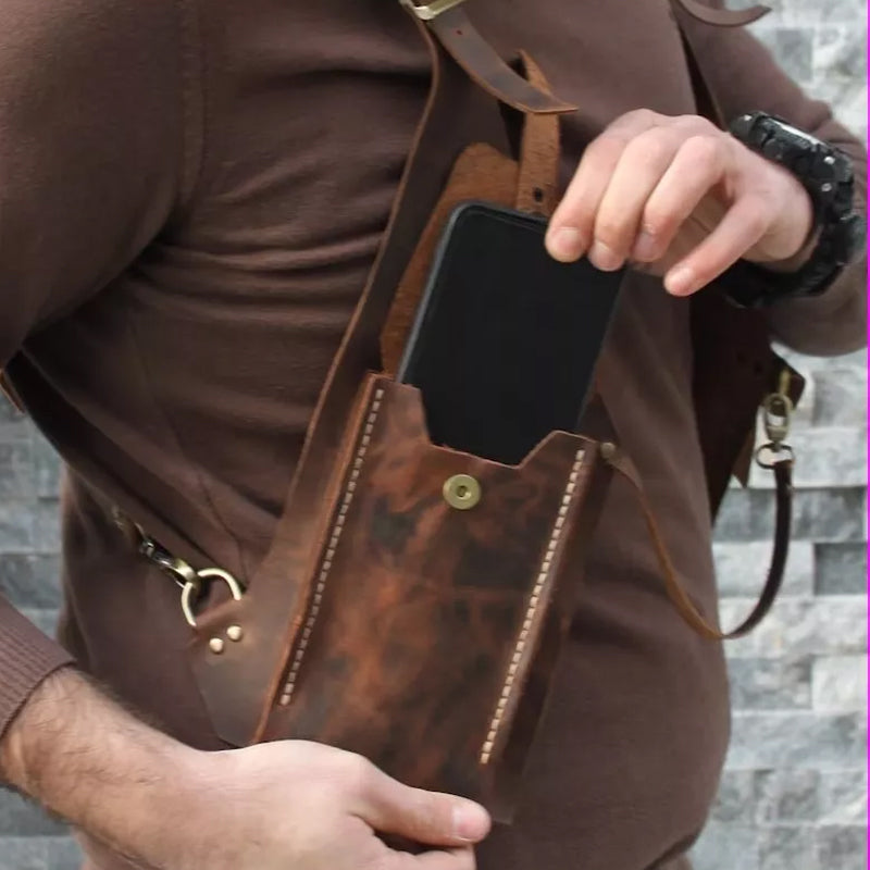 Medieval Steampunk shoulder bag with retro strap | Kalsten