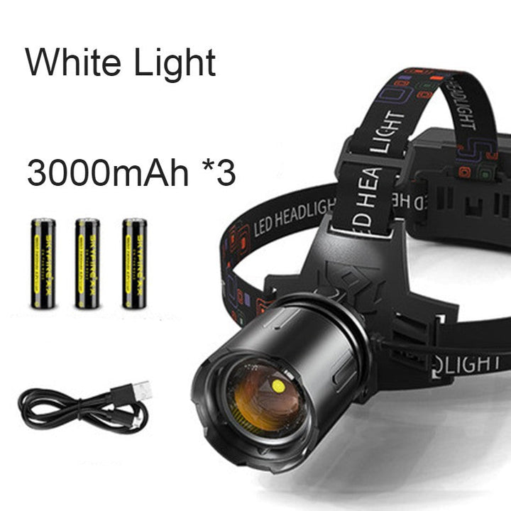 Kalsten | Rechargeable Waterproof Bright LED Work Headlamp, with Zoomable Light, 3 Light Modes & Powerbank, for Camping, Hiking, Hunting, Outdoors