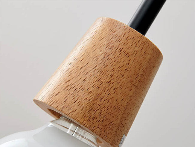 Pendant Light Glass Wood 9.8 in Adjustable Modern Bedroom Living Room Study Ceiling Lamp | Kalsten