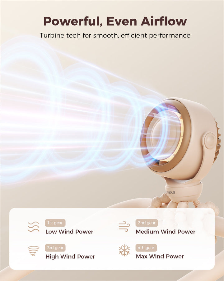 Baby Stroller Fan - 4000mAh Rechargeable 4-Speed | Kalsten