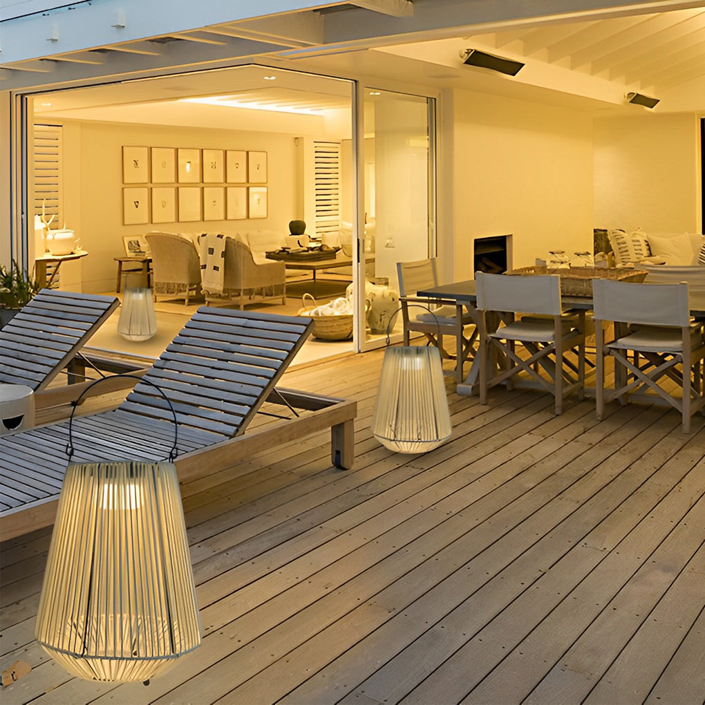 Portable Waterproof Handmade Rattan LED Modern Solar Outdoor Lanterns | Kalsten