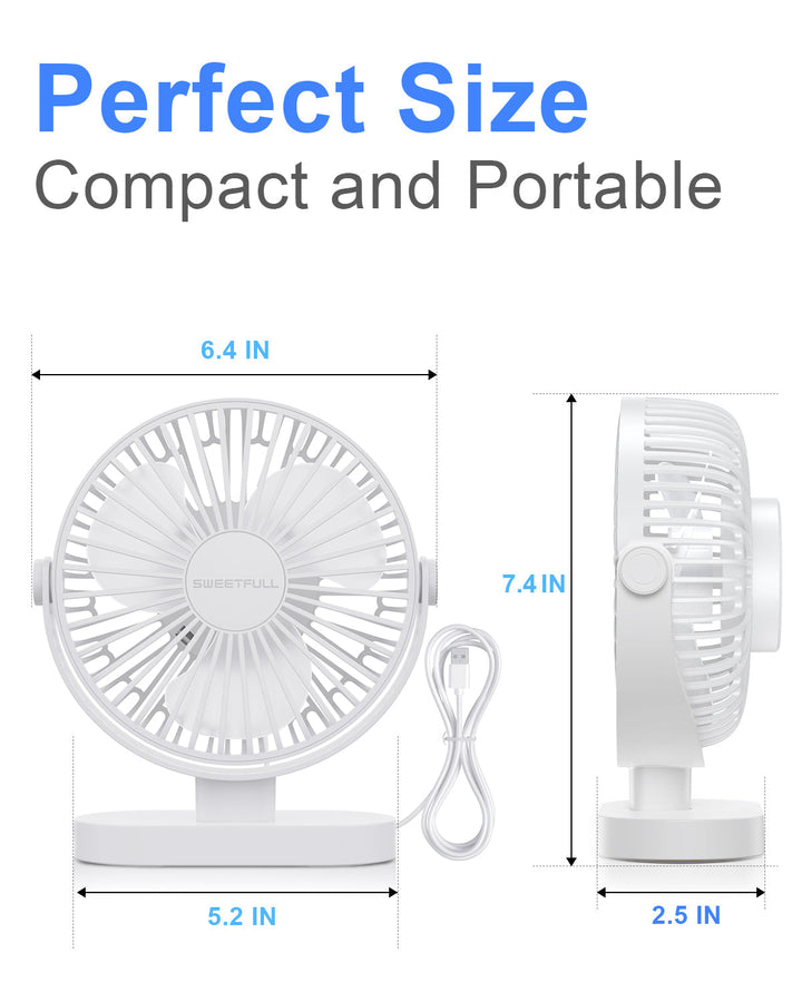 6.5 Inch USB Small Desk Fan for Home Office Car Outdoor Travel | Kalsten