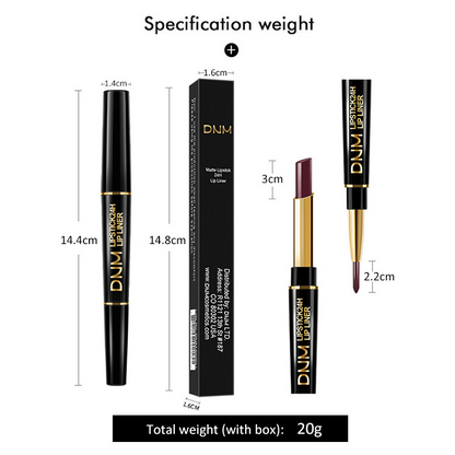 Karnz | 2-in-1 Dual Lipstick & Lip Liner | Matte Texture & Long-Lasting Finish | Highly Pigmented & Waterproof | 12 Shades for Precision Makeup