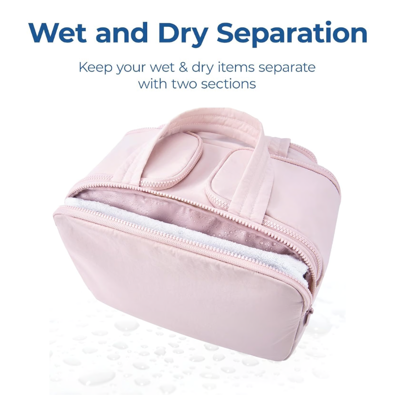 BowLift | Women’s Travel Toiletry Bag | Waterproof Lining | 4 Compartments | Upright Full-Open Design | 11 × 6.3 × 9.4 in