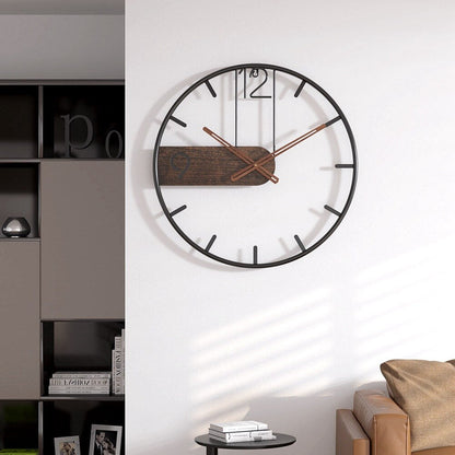 Skanto | Steel-Walnut Wall Clock | Modern Industrial Design with Walnut Wood